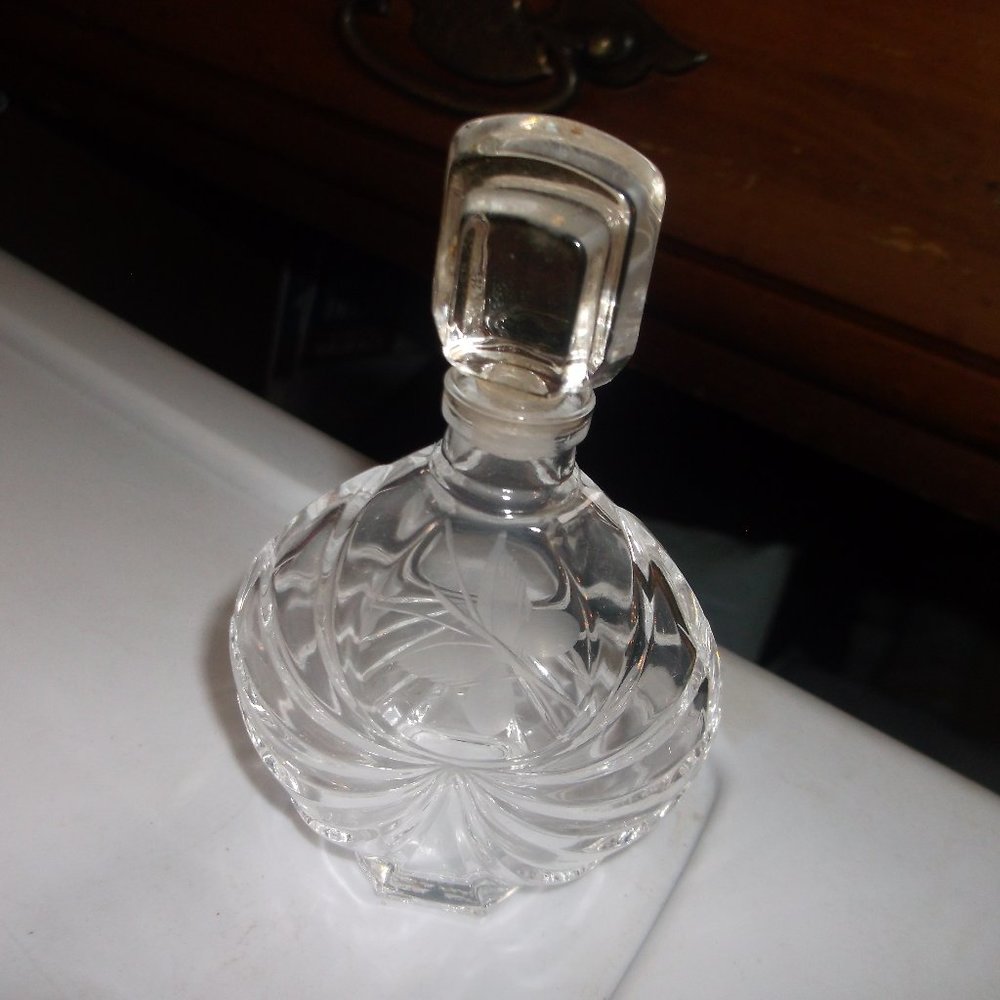 vintaged etched butterfly perfume bottle. france.